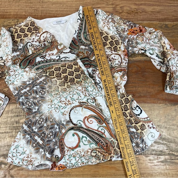 RoseMarine  Floral Print Blouse Made in Italy wrap top Y2K inspired lined Large - Picture 8 of 10